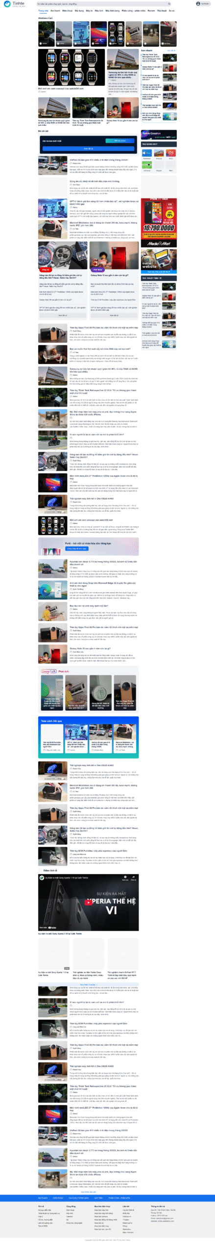 Mẫu website tin tức công nghệ giống Tinh Tế