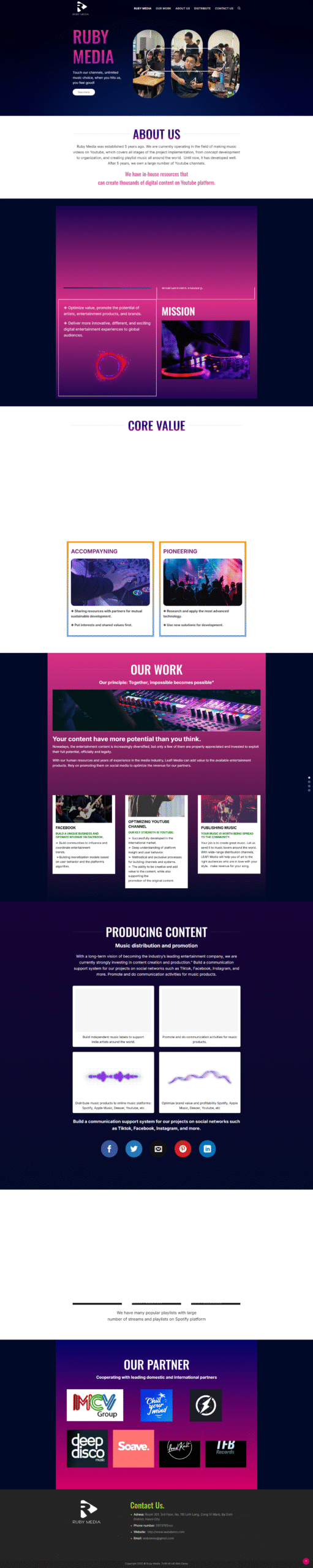 Mẫu website công ty media network