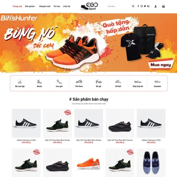 Mẫu website bán giày thể thao Mẫu website bán giày thể thao