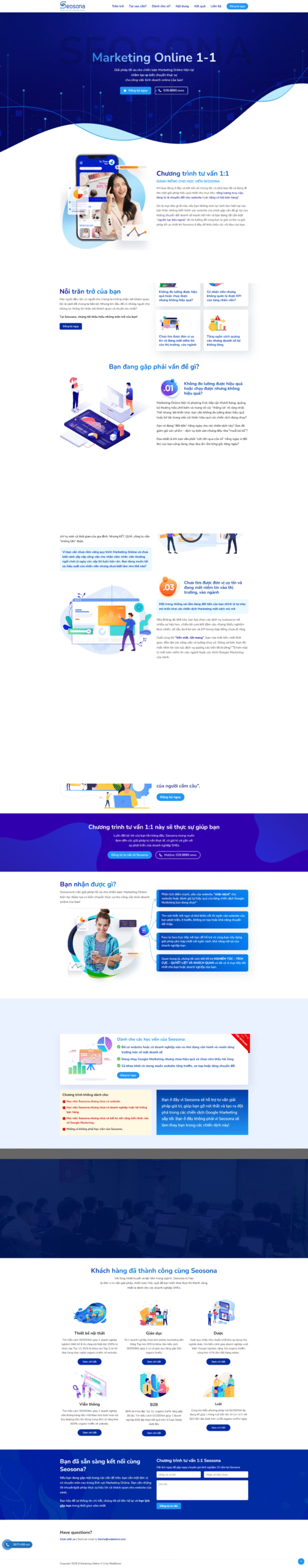 Mẫu website landing page tư vấn marketing online