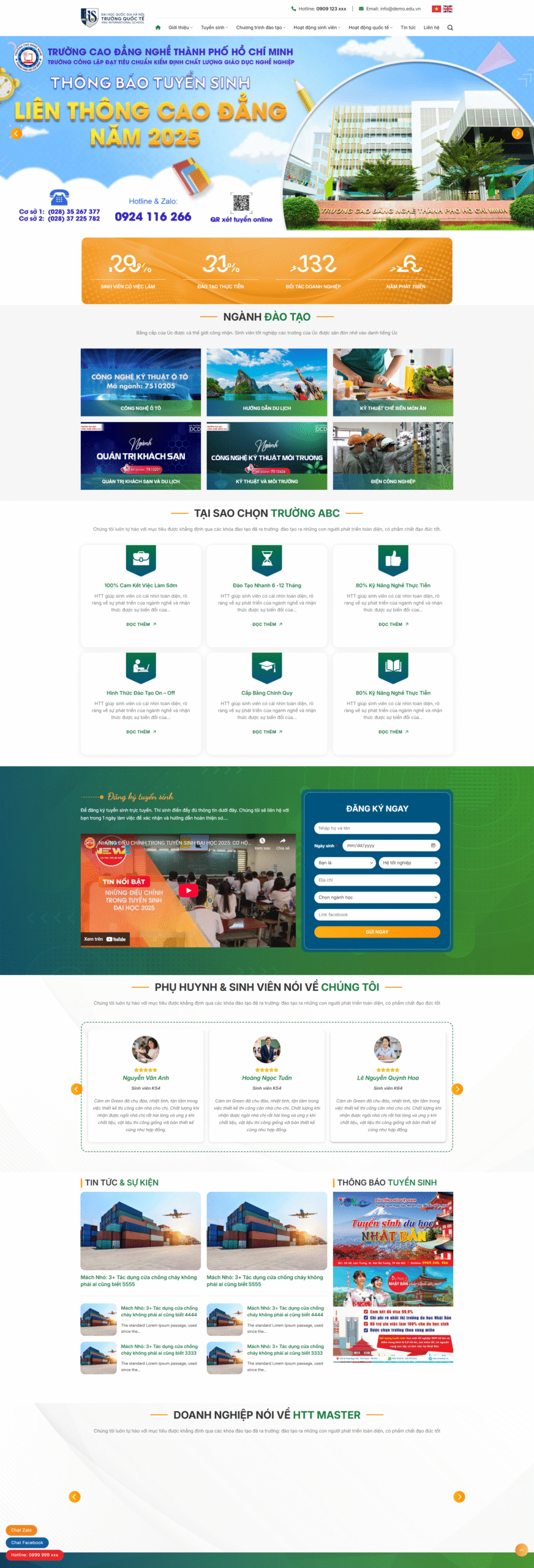 Mẫu website trường dạy nghề 01