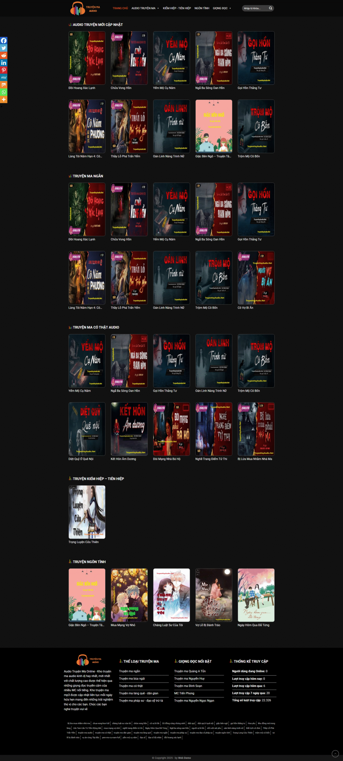 Mẫu website nghe truyện tranh audio