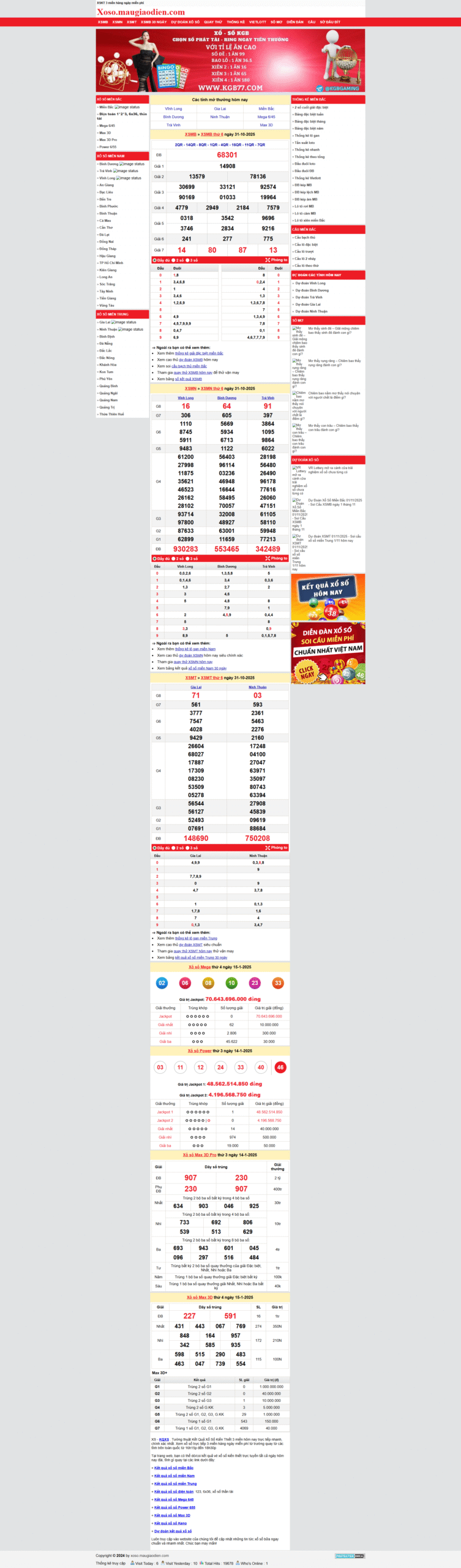 Mẫu website kết quả xổ số tự động