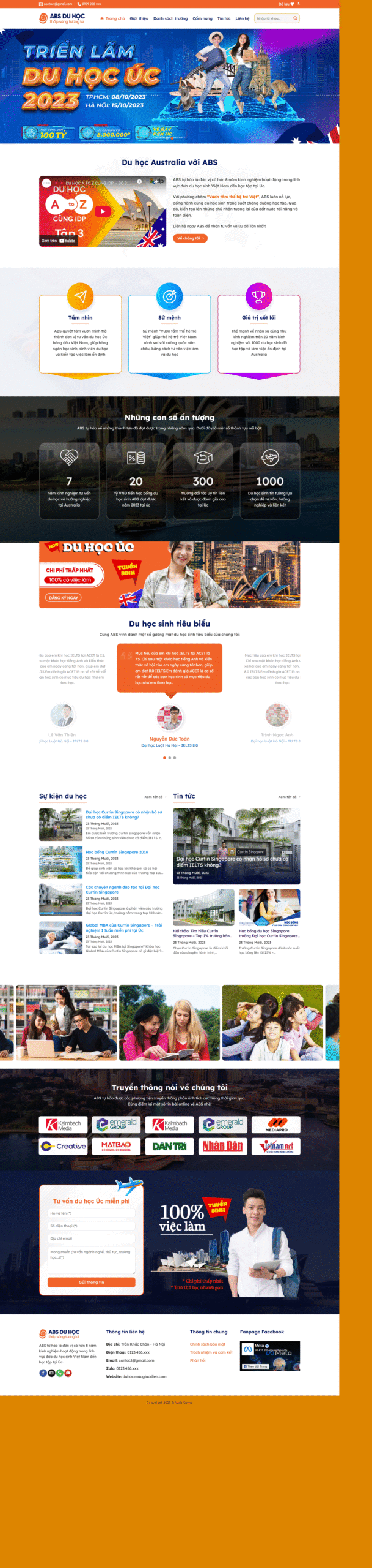 Mẫu website tư vấn du học Úc