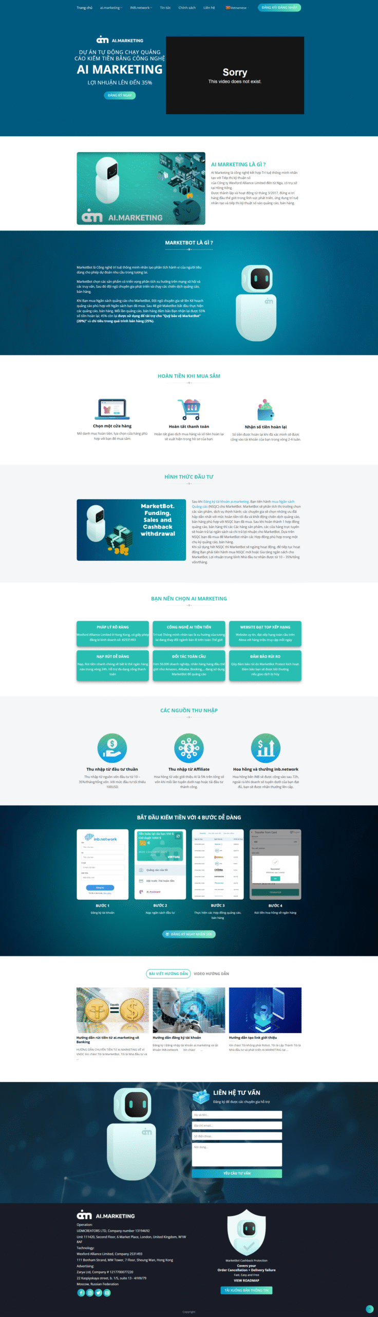 mẫu website giới thiệu dự án đầu tư online, crypto, tài chính